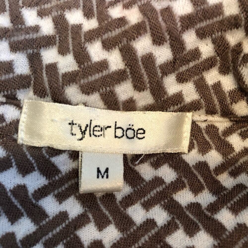 Tyler Boe brown white geometric knit collared shift dress size Medium - Picture 9 of 16